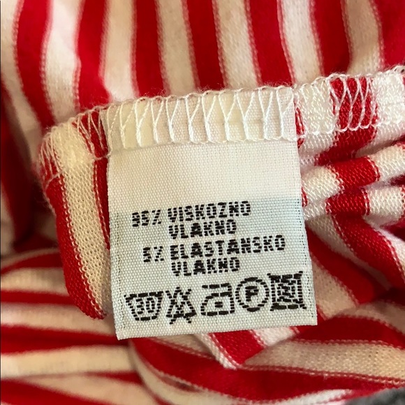 Red & white striped dress with navy trim. - Picture 5 of 5